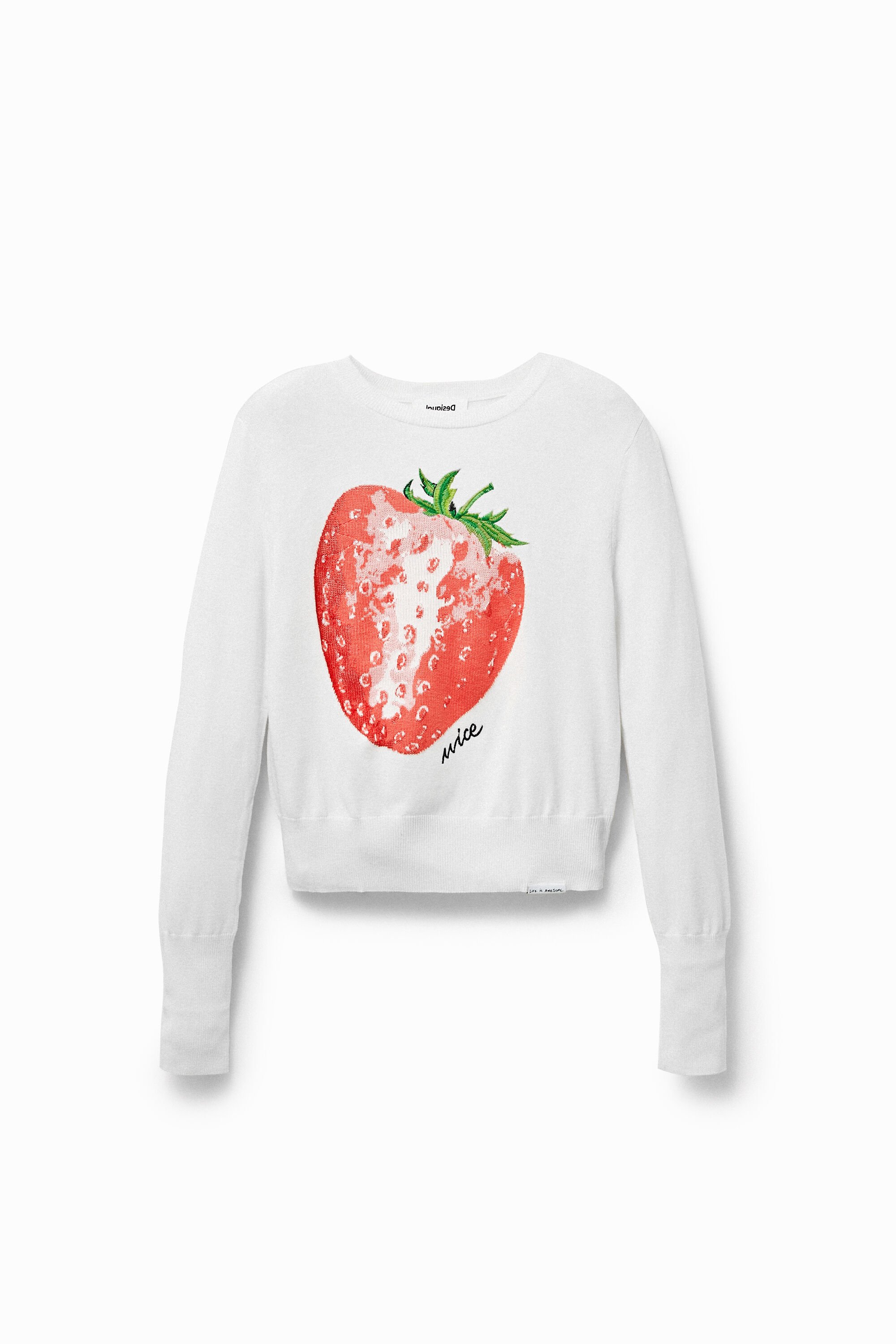 Desigual Cropped trui met aardbei - WHITE