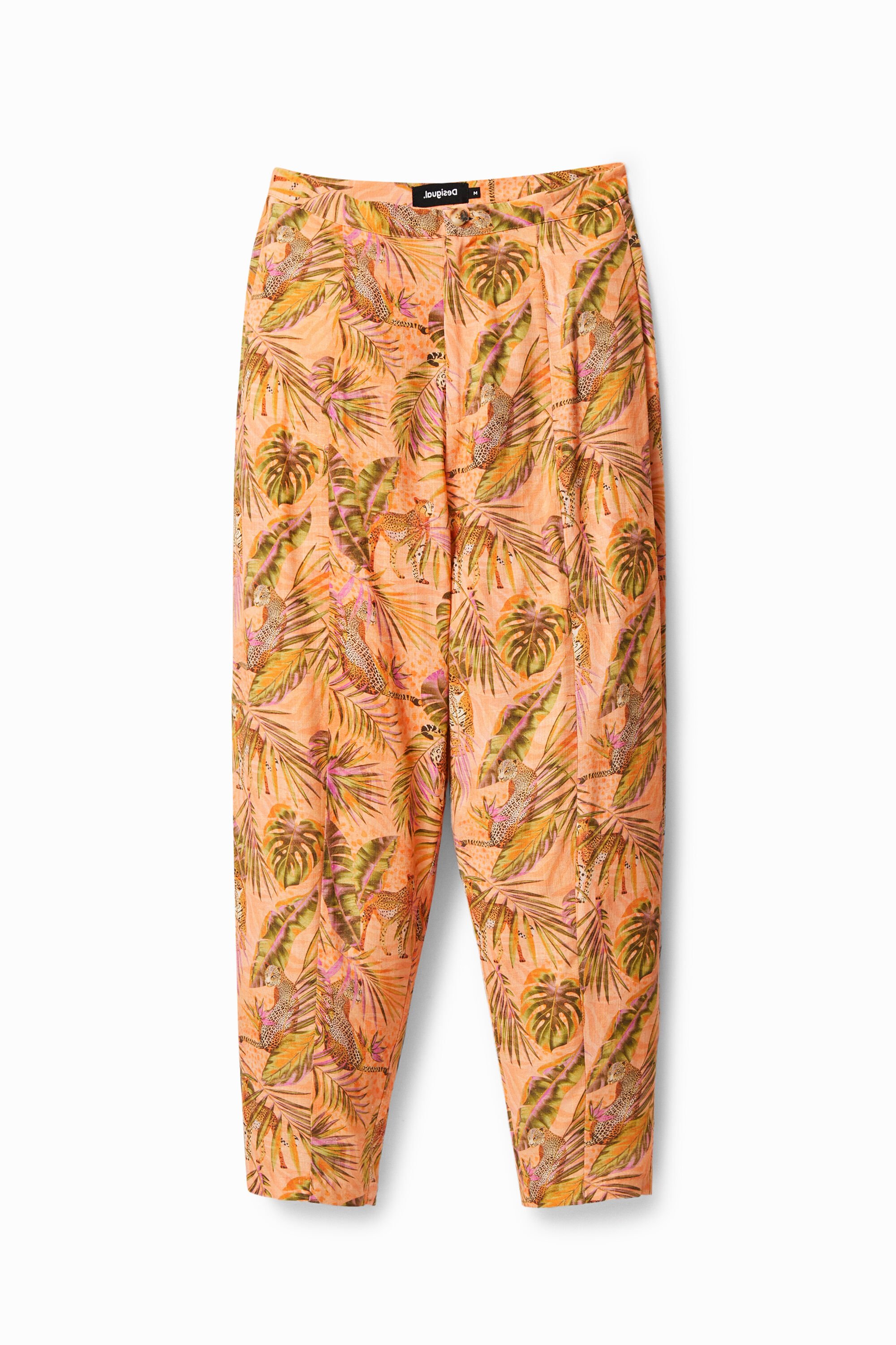Desigual Koraalkleurige broek met safariprint - RED