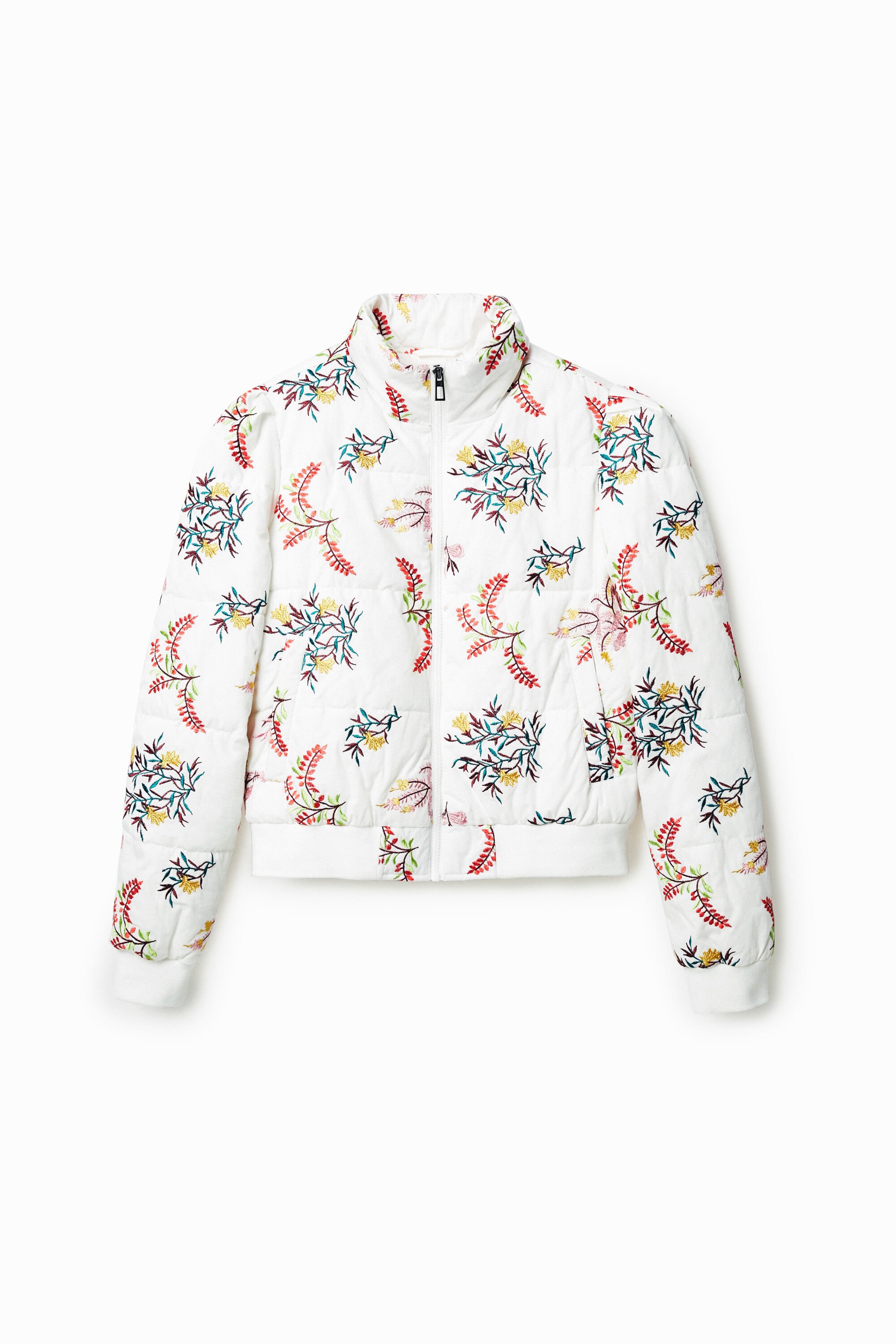 Desigual Gebloemd padded jack - WHITE