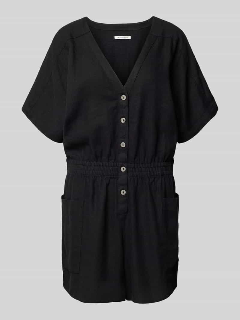 Tom Tailor Denim Jumpsuit van een mix van linnen en viscose met knoopsluiting