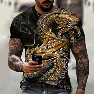 Xr 01 Heren T-shirt voor herenkleding Oversized T-shirt Chinese Draak Grafische 3D Print Zomer Casual Mode Korte mouw Tops M