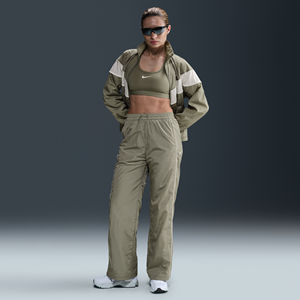 Nike Windrunner geweven damesbroek met hoge taille en open zomen - Groen