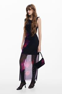 Desigual Transparante bloemenjurk - BLACK