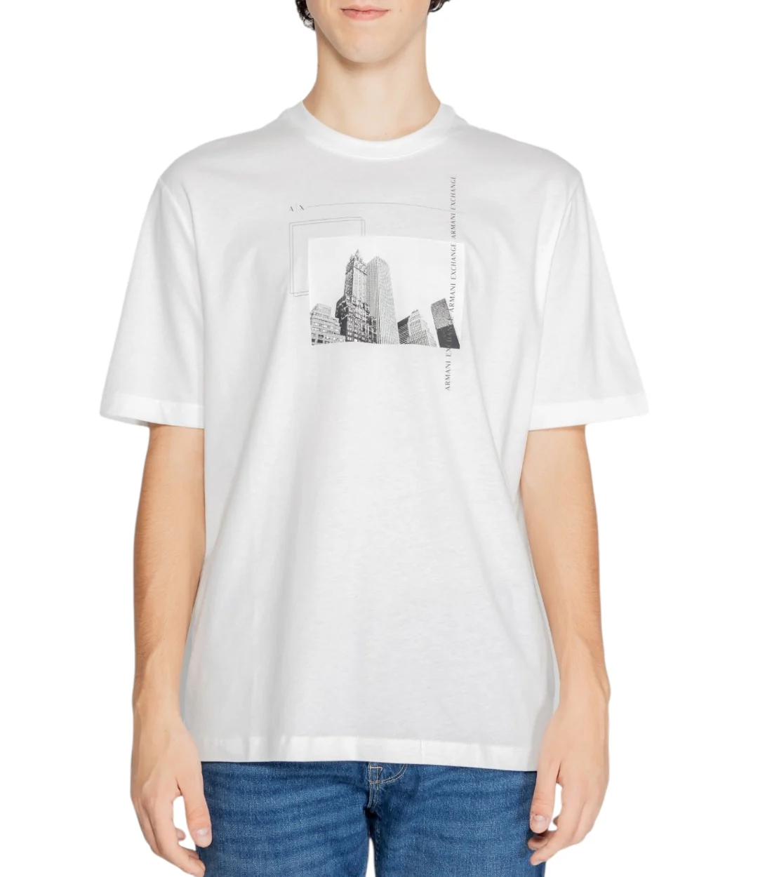 Armani Exchange T-shirt met labelprint, model 'New York Building'