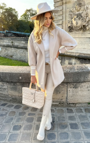 The Musthaves Oversized Stripe Coat Beige