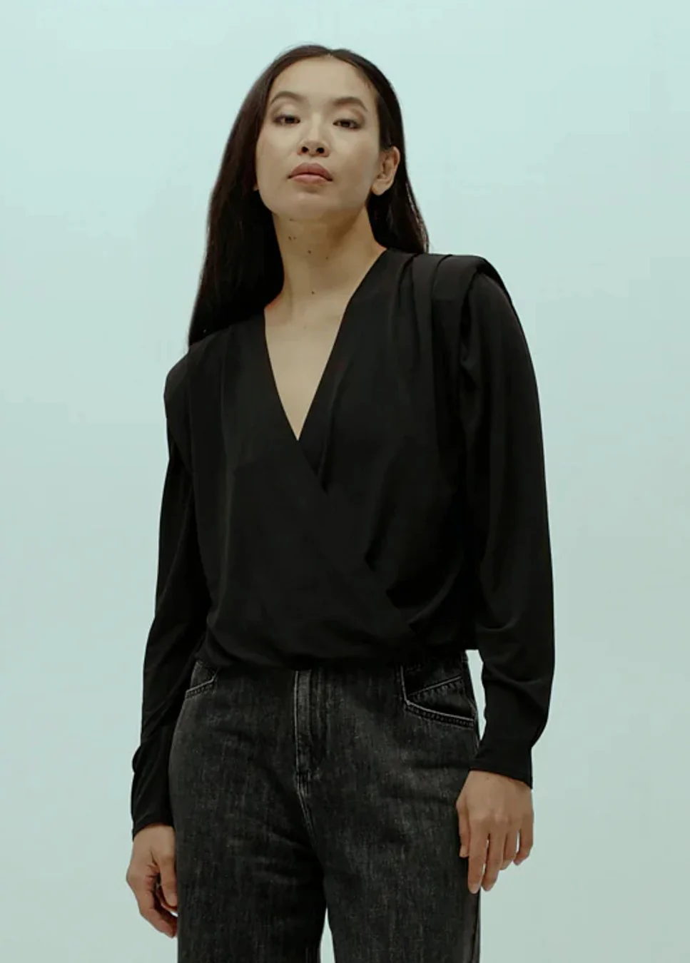 Homage to Denim E overslag top mouwen