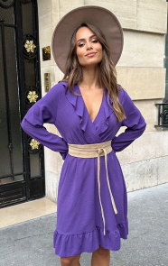 Jurkjes Ruches Jurk Roselynn Dark Purple