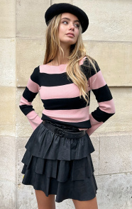 Jurkjes Flared Mouwen Gestreepte Top Blaire Dust Pink