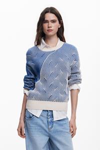 Desigual Tweekleurige gebreide trui - BLUE