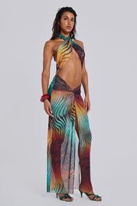 Jaded London Akila Knotted Halter Maxi Dress