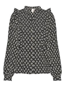 Only Onllusia life ls v-neck top wvn cs ecru dessin