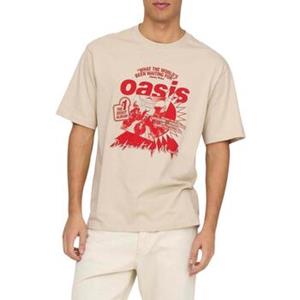 Only & Sons Onskeane rlx ss print tee noos beige