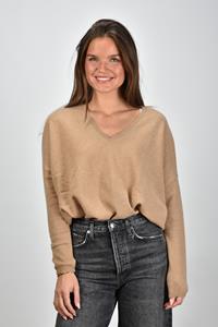 Les Tricots de Lea trui Monjakoe met v-hals bruin