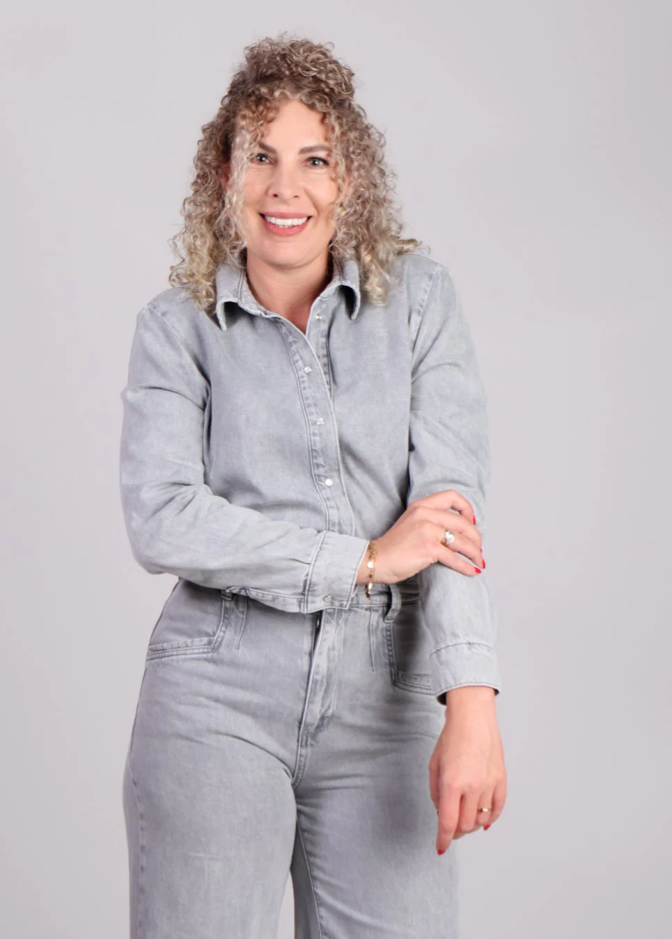 Homage to Denim Denim blouse parelmoer knopen