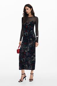 Desigual Gecombineerde mesh jurk - BLACK