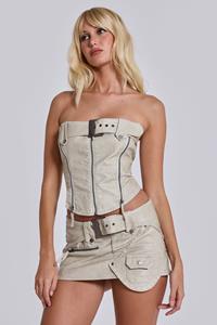 Jaded London Axel Faux Leather Corset Top