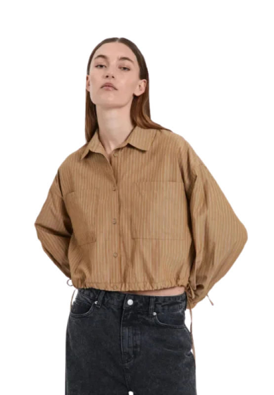 Norr Travis shirt khaki stripe -