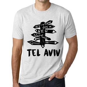 Ultrabasic Heren vintage T-shirt Grafisch T-shirt Tijd voor nieuwe avonturen Tel Aviv Vintage Wit