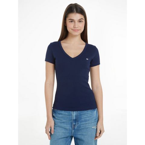TOMMY JEANS T-shirt Slim Essential Rib V-Neck Rippshirt