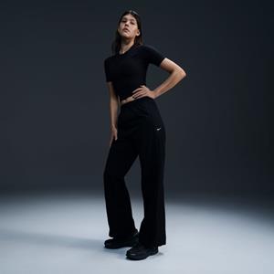 Nike Windrunner geweven damesbroek met hoge taille en open zomen - Zwart