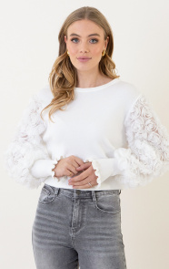 The Musthaves Rose Sleeve Soft Trui Ecru