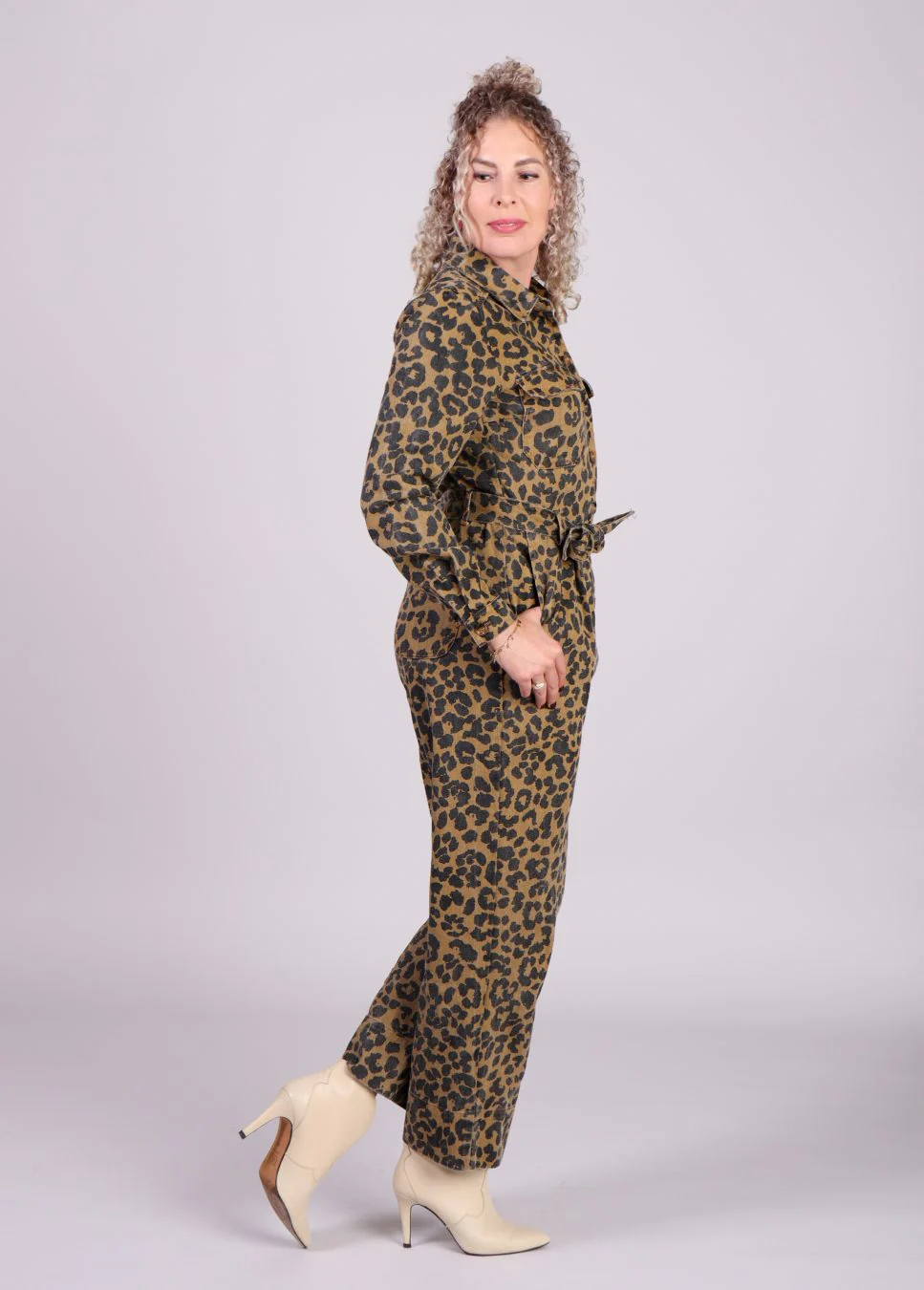FRNCH Luipaard denim jumpsuit adelice