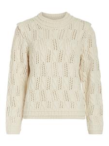 Vila Viovirina o-neck ls detail knit top ecru