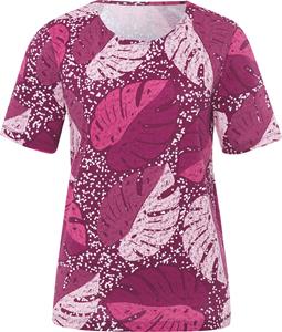 Your Look... for less! Dames Shirt met korte mouwen mauve/wit bedrukt Maat