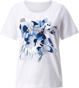 Your Look... for less! Dames Shirt met korte mouwen wit/jeansblauw Maat