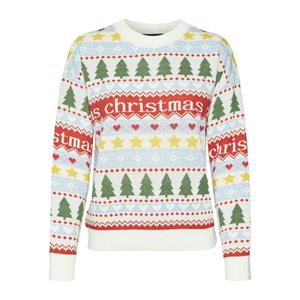 Vero Moda Relaxed fit kersttrui met opschrift, model 'HAPPY FROSTLIGHT'