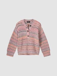 REPEAT cashmere Space dye trui met halve knooplijst