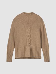 REPEAT cashmere Trui met opstaande kraag en kabelpatroon detail