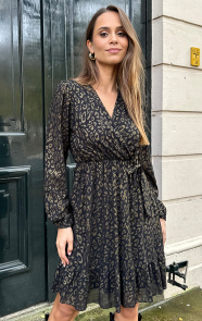 The Musthaves Luxury V-Hals Jurk Leopard Gold