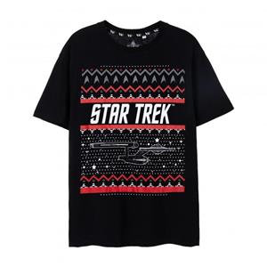 Star Trek Fair Isle kerst-T-shirt voor heren S zwart