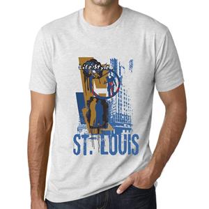 Ultrabasic Vintage T-shirt voor heren Grafische T-shirt ST. Louis Levensstijl Wit