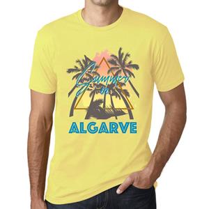 Ultrabasic Heren Vintage T-shirt Grafisch T-shirt Zomer Driehoek Algarve Lichtgeel