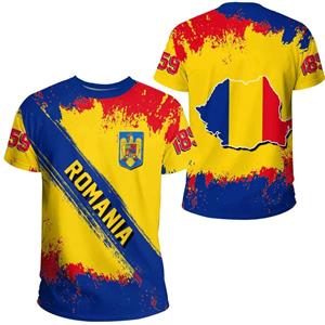 ETST WENDY 005 Roemenië Voetbalshirt Roemeense Vlag Grafische T-shirts voor Mannen Gym Sport T-shirts 3D Voetbalclub Team T-shirt Dameskleding XS