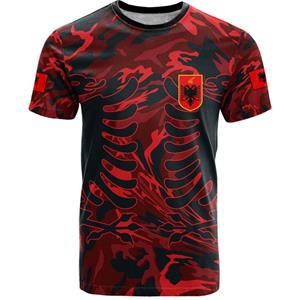 ETST 03 Albanië Vlag Patroon T-shirts 3D Print Nationaal Embleem T-shirt Voor Heren Casual O-hals Korte Mouw Tops Voetbal Sport Jersey