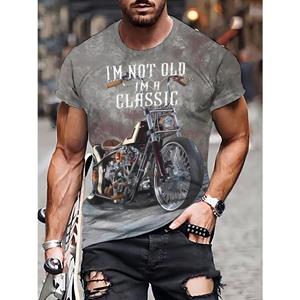 Musk Zomer heren retro motorfiets 3D geprint T-shirt
