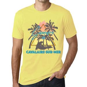 Ultrabasic Heren Vintage T-shirt Grafisch T-shirt Zomer Driehoek Cavalaire-sur-Mer Lichtgeel