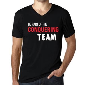 Ultrabasic Heren Vintage T-shirt Grafisch T-shirt V-hals Maak deel uit van het veroverende team Diepzwarte witte tekst