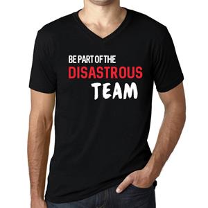 Ultrabasic Heren Vintage T-shirt Grafische T-shirt V-hals Maak deel uit van het DISASTROUS Team Diepzwarte witte tekst