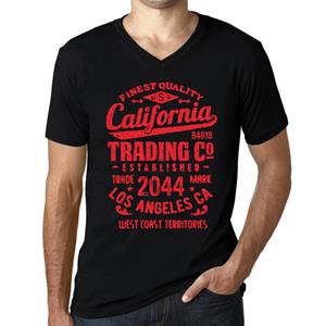 Ultrabasic Heren Vintage T-shirt Grafisch T-shirt V-hals California Trading 2044 Diepzwarte rode tekst