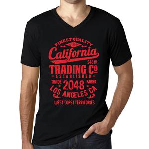 Ultrabasic Heren Vintage T-shirt Grafisch T-shirt V-hals California Trading 2048 Diepzwarte rode tekst