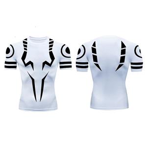Laoxu T-shirt voor heren Gym Grafische T-shirts Anime Jujutsu Kaisen 3D Print Compressie Fitness Ondershirt Tee Oversized Heren Kleding Top S wit