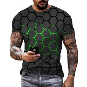 Kukebang Heren T-shirt Geometrische 3d Waterdruppel Afdrukken Nieuwe Zomer Mode Ronde Hals Losse Korte mouwen Casual heren T-shirt