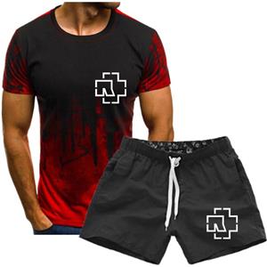 CM56GE Rammstein bedrukt T-shirt voor heren, grafisch T-shirt met korte mouwen, zomer herenpak L rood