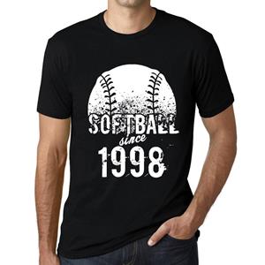 Ultrabasic Vintage T-shirt voor heren Grafisch T-shirt Softbal sinds 1998 Diepzwart