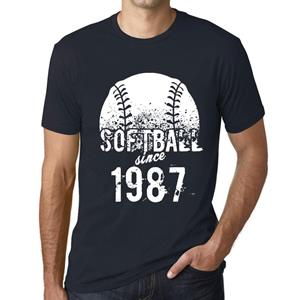 Ultrabasic Vintage T-shirt voor heren Grafisch T-shirt Softbal sinds 1987 Marine
