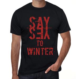 Ultrabasic Vintage T-shirt voor heren, grafisch T-shirt Zeg ja tegen de winter, diepzwart